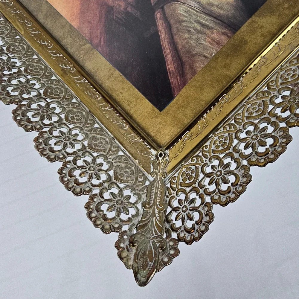 Vintage‎ Gold Filigree Frame Classical Women Print Victorian Style 15x10